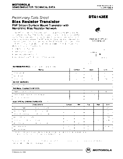 Motorola dta143eerev0  . Electronic Components Datasheets Active components Transistors Motorola dta143eerev0.pdf