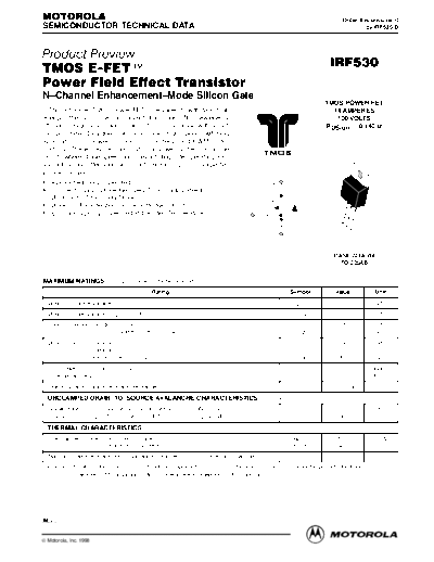 Motorola irf530.rev1.1  . Electronic Components Datasheets Active components Transistors Motorola irf530.rev1.1.pdf