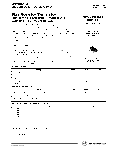 Motorola mmun2111  . Electronic Components Datasheets Active components Transistors Motorola mmun2111.pdf