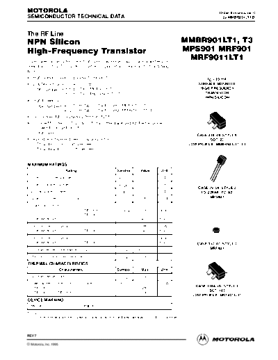 Motorola mmbr901lt1 mps901 mrf901 mrf9011lt1  . Electronic Components Datasheets Active components Transistors Motorola mmbr901lt1_mps901_mrf901_mrf9011lt1.pdf