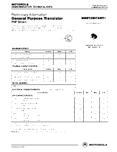 Motorola mmbt2907awt1rev0  . Electronic Components Datasheets Active components Transistors Motorola mmbt2907awt1rev0.pdf