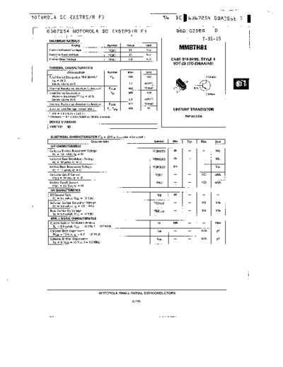 Motorola mmbth81  . Electronic Components Datasheets Active components Transistors Motorola mmbth81.pdf