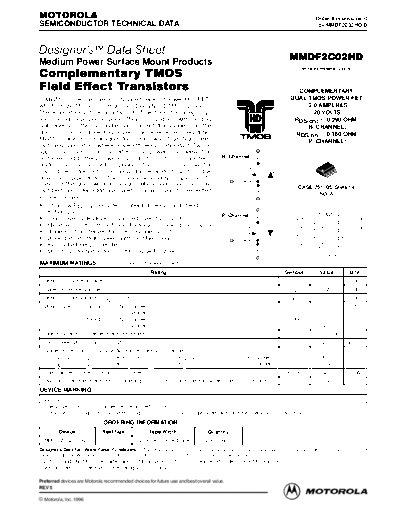 Motorola mmdf2c02hd  . Electronic Components Datasheets Active components Transistors Motorola mmdf2c02hd.pdf