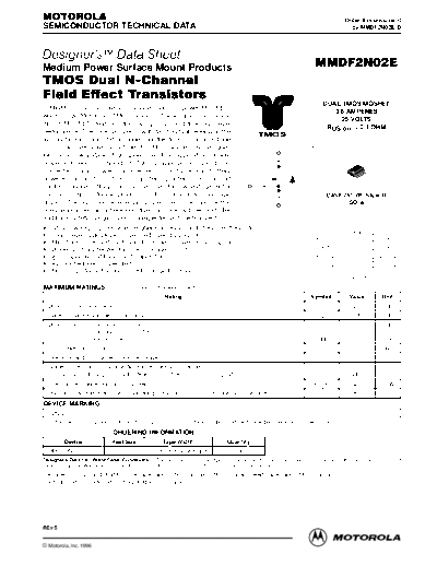 Motorola mmdf2n02e  . Electronic Components Datasheets Active components Transistors Motorola mmdf2n02e.pdf