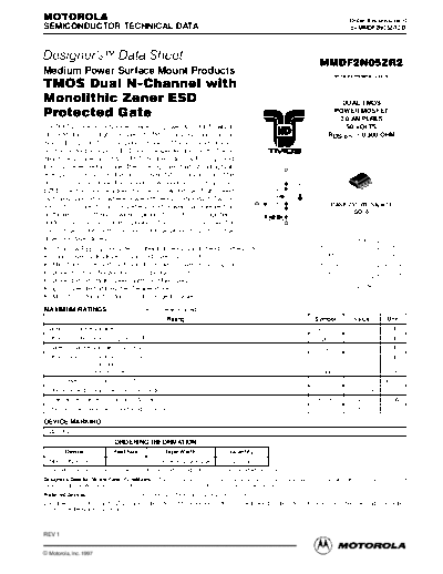 Motorola mmdf2n05zr2rev1  . Electronic Components Datasheets Active components Transistors Motorola mmdf2n05zr2rev1.pdf