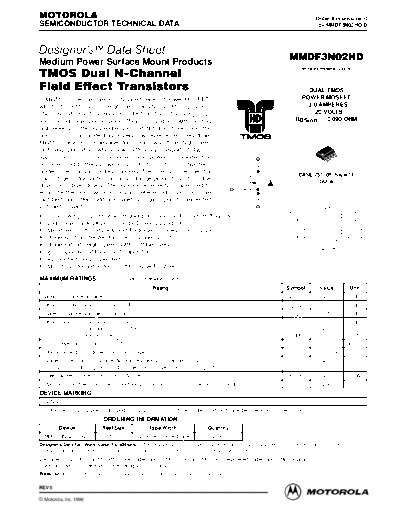 Motorola mmdf3n02hd  . Electronic Components Datasheets Active components Transistors Motorola mmdf3n02hd.pdf