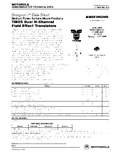Motorola mmdf3n03hdrev6  . Electronic Components Datasheets Active components Transistors Motorola mmdf3n03hdrev6.pdf