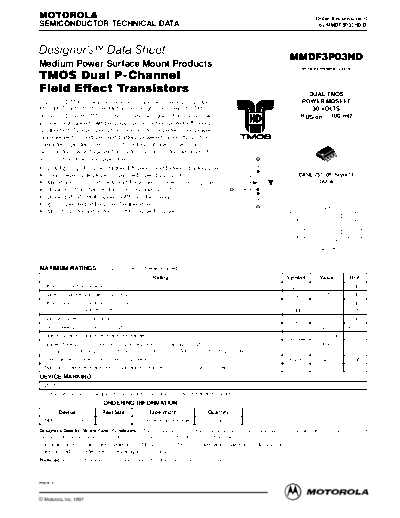 Motorola mmdf3p03hdrev1  . Electronic Components Datasheets Active components Transistors Motorola mmdf3p03hdrev1.pdf