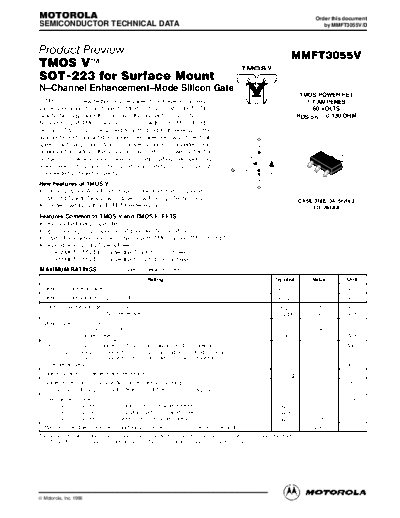 Motorola mmft3055v  . Electronic Components Datasheets Active components Transistors Motorola mmft3055v.pdf