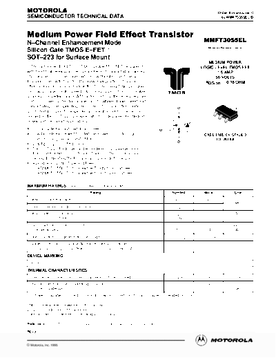 Motorola mmft3055el  . Electronic Components Datasheets Active components Transistors Motorola mmft3055el.pdf
