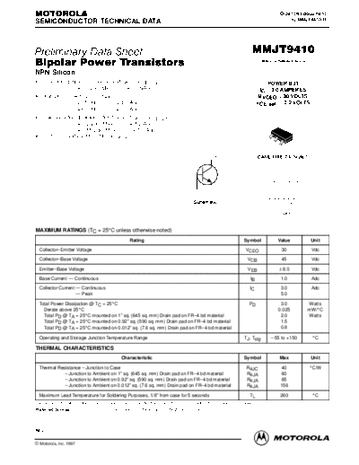 Motorola mmjt9410  . Electronic Components Datasheets Active components Transistors Motorola mmjt9410.pdf