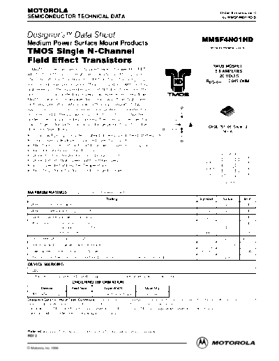 Motorola mmsf4n01hd  . Electronic Components Datasheets Active components Transistors Motorola mmsf4n01hd.pdf