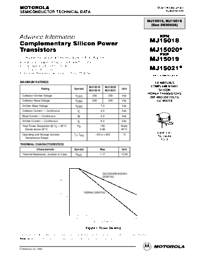 Motorola mj15018r  . Electronic Components Datasheets Active components Transistors Motorola mj15018r.pdf