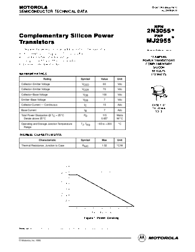 Motorola mj2955-2n3055  . Electronic Components Datasheets Active components Transistors Motorola mj2955-2n3055.pdf