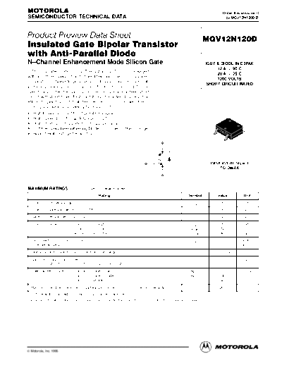 Motorola mgv12n120drev0  . Electronic Components Datasheets Active components Transistors Motorola mgv12n120drev0.pdf