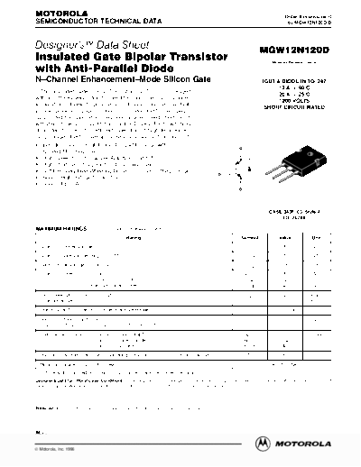 Motorola mgw12n120d  . Electronic Components Datasheets Active components Transistors Motorola mgw12n120d.pdf