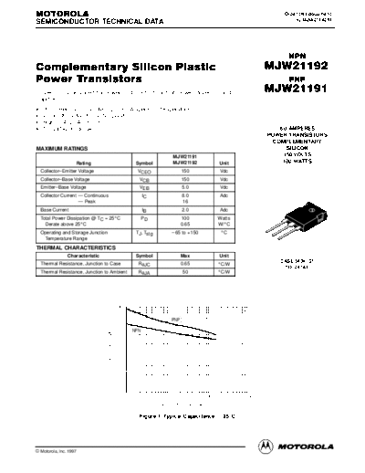 Motorola mjw21192 mjw21191  . Electronic Components Datasheets Active components Transistors Motorola mjw21192_mjw21191.pdf