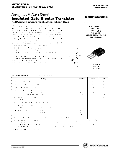 Motorola mgw14n60ed  . Electronic Components Datasheets Active components Transistors Motorola mgw14n60ed.pdf