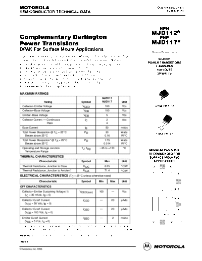 Motorola mjd112 mjd117  . Electronic Components Datasheets Active components Transistors Motorola mjd112_mjd117.pdf