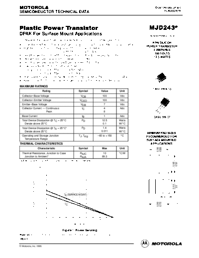 Motorola mjd243re  . Electronic Components Datasheets Active components Transistors Motorola mjd243re.pdf