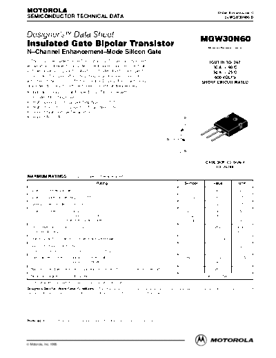 Motorola mgw30n60  . Electronic Components Datasheets Active components Transistors Motorola mgw30n60.pdf
