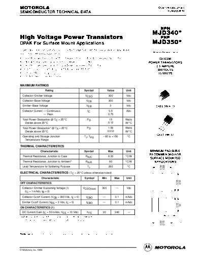 Motorola mjd340re mjd350  . Electronic Components Datasheets Active components Transistors Motorola mjd340re_mjd350.pdf