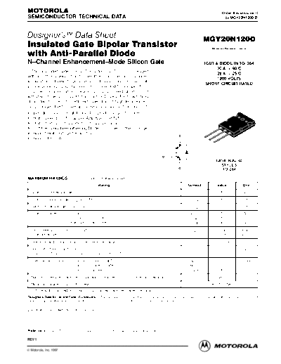 Motorola mgy20n120d  . Electronic Components Datasheets Active components Transistors Motorola mgy20n120d.pdf