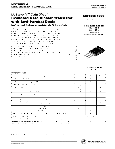 Motorola mgy20n120drev0  . Electronic Components Datasheets Active components Transistors Motorola mgy20n120drev0.pdf