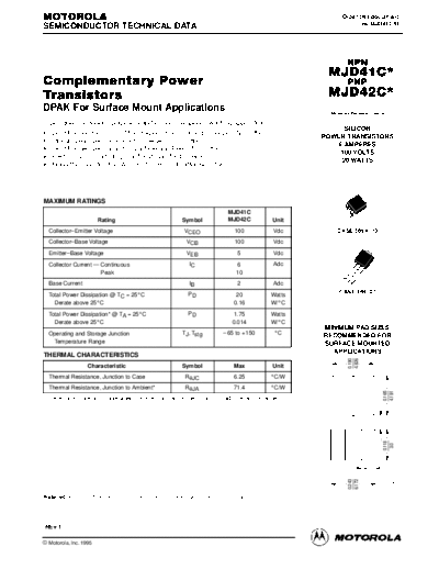 Motorola mjd41c mjd42c  . Electronic Components Datasheets Active components Transistors Motorola mjd41c_mjd42c.pdf