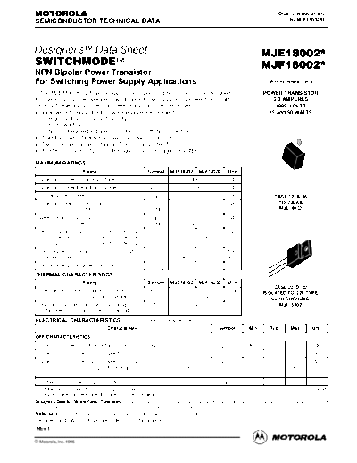 . Electronic Components Datasheets mje18002  . Electronic Components Datasheets Active components Transistors Motorola mje18002.pdf