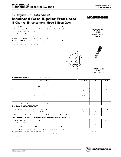 Motorola mgs05n60drev0  . Electronic Components Datasheets Active components Transistors Motorola mgs05n60drev0.pdf