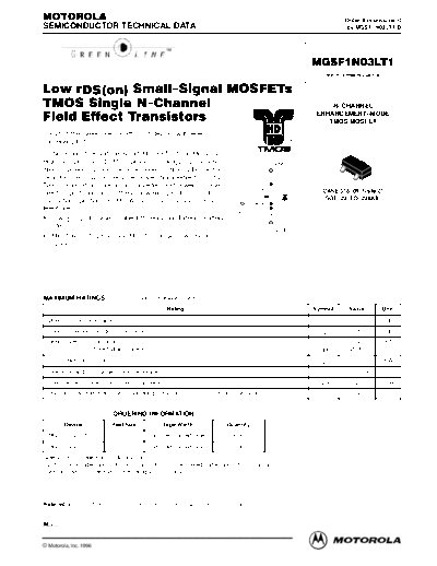 Motorola mgsf1n03  . Electronic Components Datasheets Active components Transistors Motorola mgsf1n03.pdf