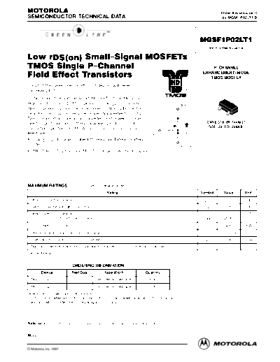 Motorola mgsf1p02lt1  . Electronic Components Datasheets Active components Transistors Motorola mgsf1p02lt1.pdf