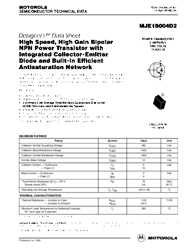 Motorola mje1804d  . Electronic Components Datasheets Active components Transistors Motorola mje1804d.pdf