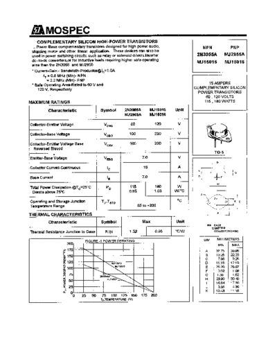 Mospec mj15015-16 2n3055a mj2955a  . Electronic Components Datasheets Active components Transistors Mospec mj15015-16_2n3055a_mj2955a.pdf