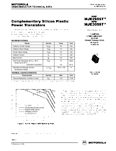 Motorola mje2955t  . Electronic Components Datasheets Active components Transistors Motorola mje2955t.pdf