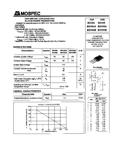 Mospec bdv64 bdv65  . Electronic Components Datasheets Active components Transistors Mospec bdv64_bdv65.pdf