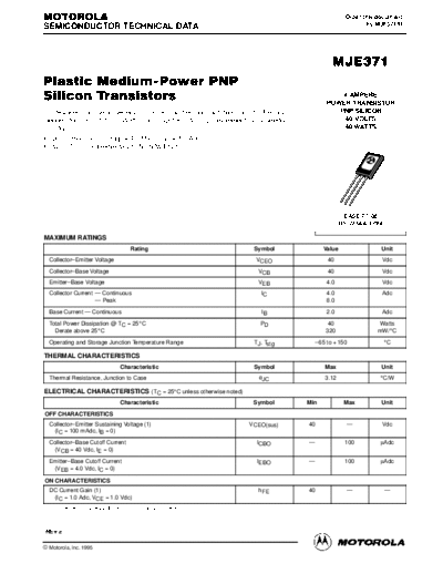 Motorola mje371re  . Electronic Components Datasheets Active components Transistors Motorola mje371re.pdf