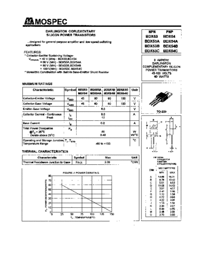 Mospec bdx53 bdx54  . Electronic Components Datasheets Active components Transistors Mospec bdx53_bdx54.pdf