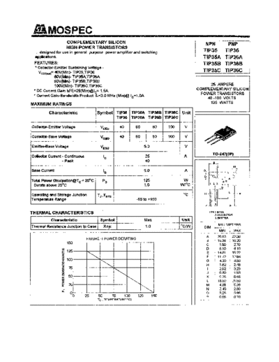 Mospec tip35 tip36  . Electronic Components Datasheets Active components Transistors Mospec tip35_tip36.pdf