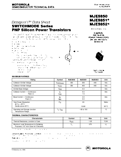 Motorola mje5850r  . Electronic Components Datasheets Active components Transistors Motorola mje5850r.pdf