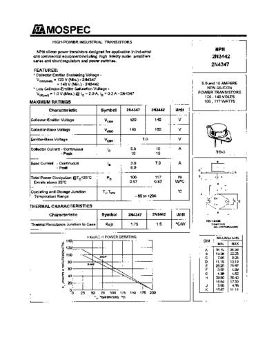 Mospec 2n4347 2n3442  . Electronic Components Datasheets Active components Transistors Mospec 2n4347_2n3442.pdf