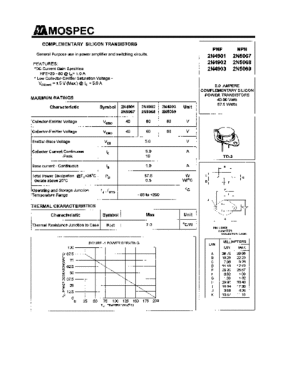 Mospec 2n4901-03 2n5067-69  . Electronic Components Datasheets Active components Transistors Mospec 2n4901-03_2n5067-69.pdf