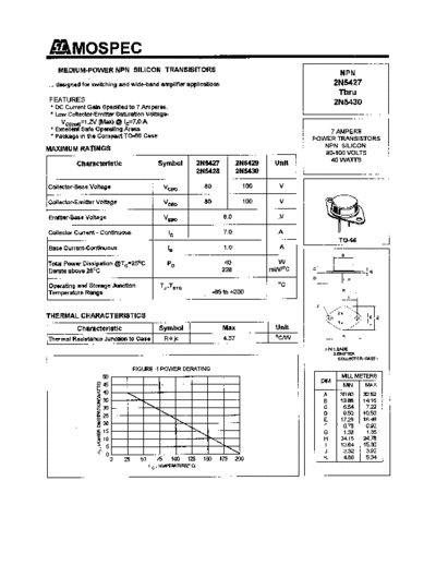 Mospec 2n5427-29 2n5430  . Electronic Components Datasheets Active components Transistors Mospec 2n5427-29_2n5430.pdf