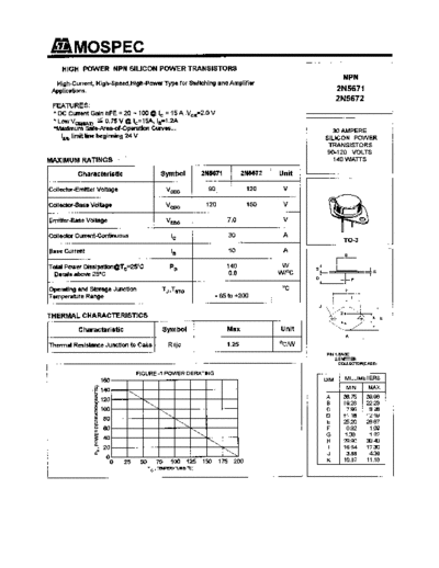 Mospec 2n5671-72  . Electronic Components Datasheets Active components Transistors Mospec 2n5671-72.pdf