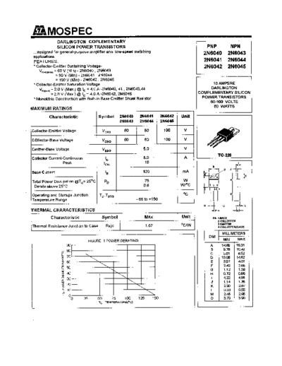 Mospec 2n6040-45  . Electronic Components Datasheets Active components Transistors Mospec 2n6040-45.pdf
