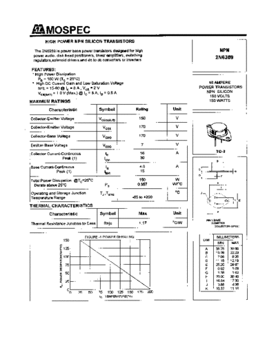 Mospec 2n6259  . Electronic Components Datasheets Active components Transistors Mospec 2n6259.pdf