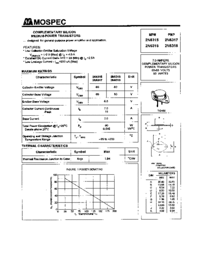 Mospec 2n6315-18  . Electronic Components Datasheets Active components Transistors Mospec 2n6315-18.pdf