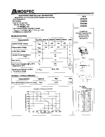 Mospec 2n6338 2n6339 2n6340 2n6341  . Electronic Components Datasheets Active components Transistors Mospec 2n6338_2n6339_2n6340_2n6341.pdf