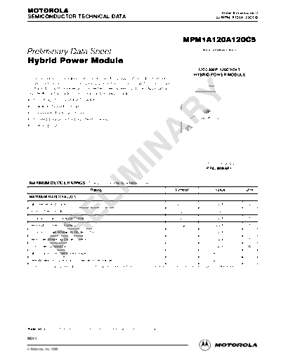 Motorola mpm1a120   . Electronic Components Datasheets Active components Transistors Motorola mpm1a120_.pdf